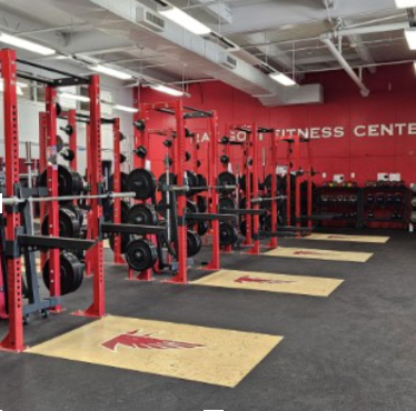 Students utilize the school’s weight room to keep fit during the season and off-season.